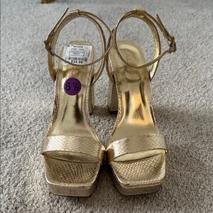 Aldo Metallic Gold Heeled Sandals